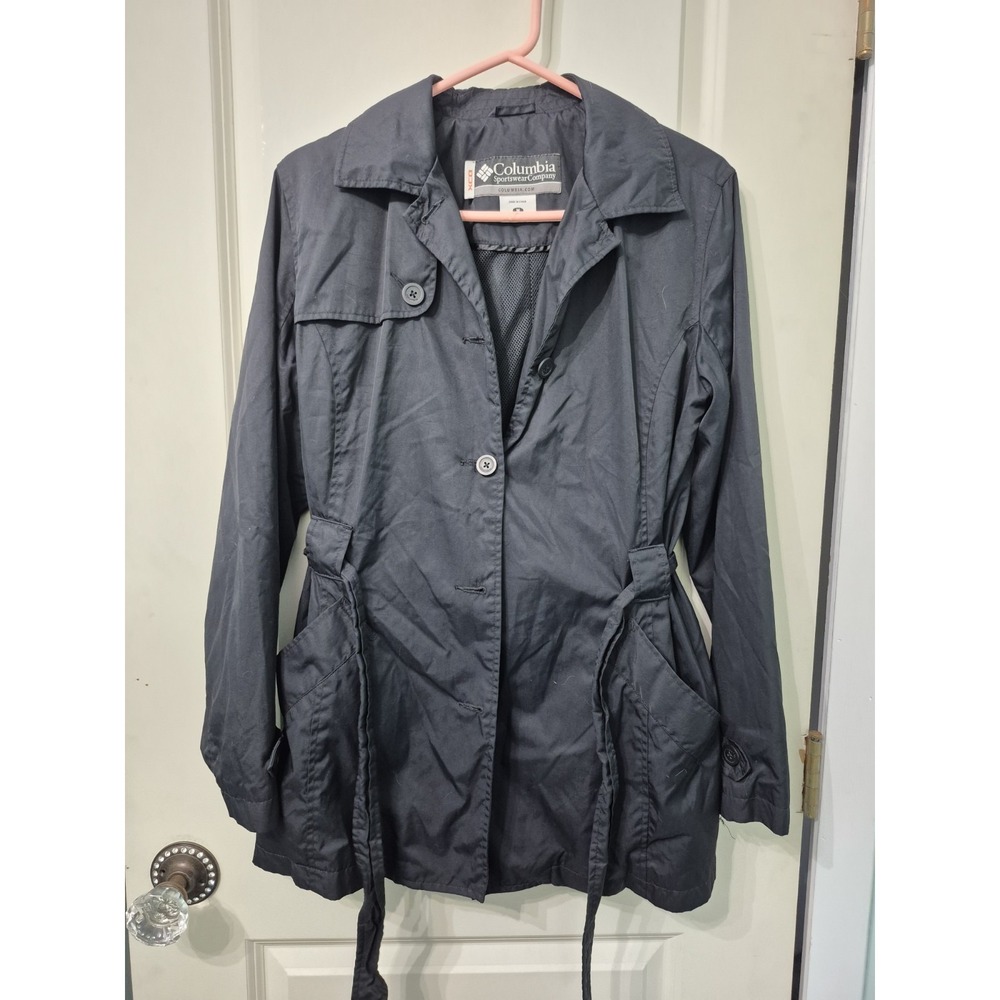 Columbia XCO Womens Black Lightweight Belted Trench Jacket Coat WL3071 Size M